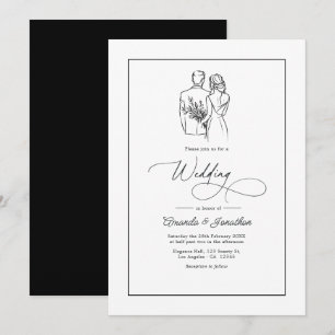 Klassische minimalistische schwarze und weiße Hoch Einladung