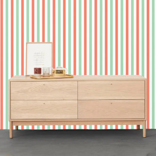 Klassische Minz-Korallen-Minimalisten-Streifen Tapete