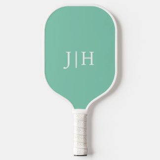 Klassische Minze/Weißes Monogramm Minimalistisch Pickleball Schläger