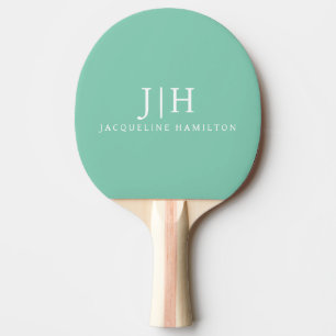 Klassische Minze/Weißes Monogramm Minimalistisch Tischtennis Schläger