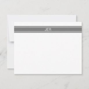 Klassische Mit Monogramm Initiale Moderne Grau Mitteilungskarte