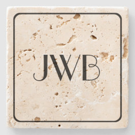 Klassische Mit Monogramm Maskuline Travertin Steinuntersetzer