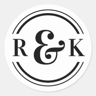 Klassische moderne Ampere und zwei Monogramm-Initi Runder Aufkleber