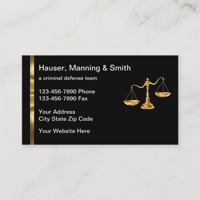 Klassische moderne Anwaltskartons Visitenkarte (Vorderseite)