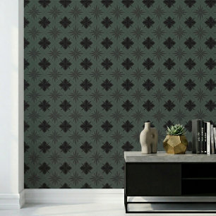 Klassische Moderne Blumenmuster Dunkelgrün Tapete