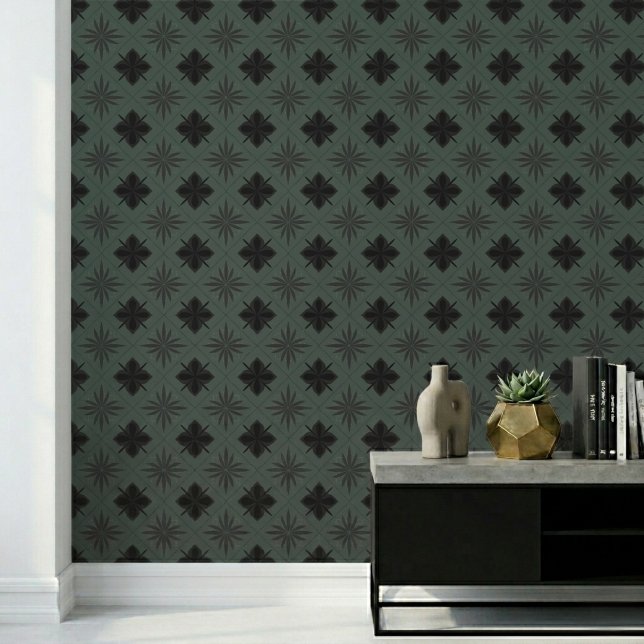 Klassische Moderne Blumenmuster Dunkelgrün Tapete (Von Creator hochgeladen)