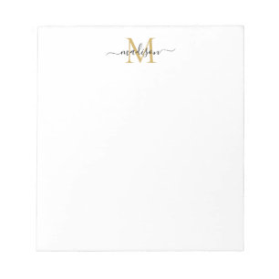 Klassische moderne Girl-Script Monogram Black Gold Notizblock