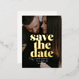 Klassische, moderne Gold Foil Save the Date Card Folien Feiertagspostkarte