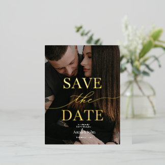 Klassische, moderne Gold Foil Save the Date Card Folien Feiertagspostkarte