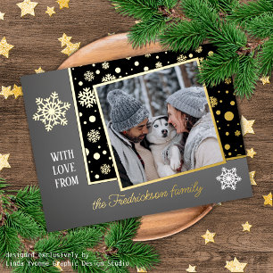 Klassische moderne Liebe Weihnachtsgrüße Gold Folien Feiertagspostkarte