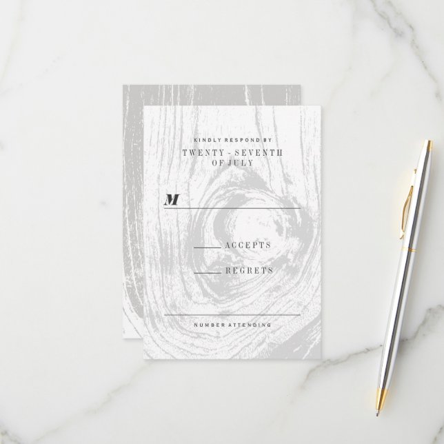 Klassische Moderne Rustikale Winterhochzeit RSVP Karte (Vorderseite/Rückseite Beispiel)