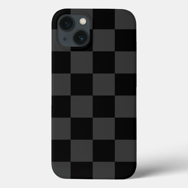 Klassische, moderne Schwarz-Smoky-Schwarz-Schachbr Case-Mate iPhone Hülle (Rückseite)