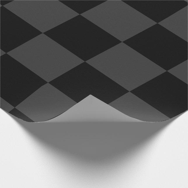 Klassische, moderne Schwarz-Smoky-Schwarz-Schachbr Geschenkpapier (Ecke)
