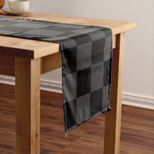 Klassische, moderne Schwarz-Smoky-Schwarz-Schachbr Kurzer Tischläufer