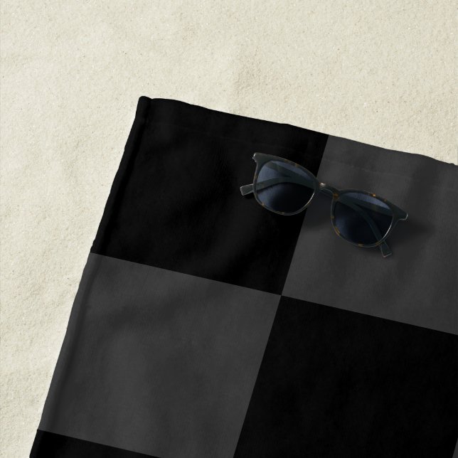 Klassische, moderne Schwarz-Smoky-Schwarz-Schachbr Strandtuch (Beispiel)