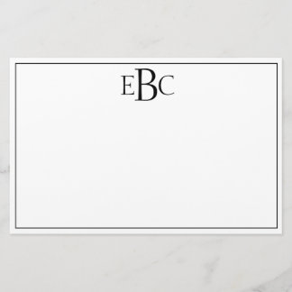 Klassische moderne Schwarz-Weiß-Monogramm-Stationä Briefpapier