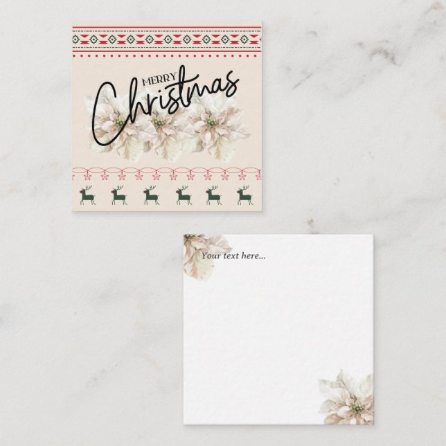 Klassische moderne Weihnachtszeit Poinsettia Blume Mitteilungskarte (Vorne/Hinten)