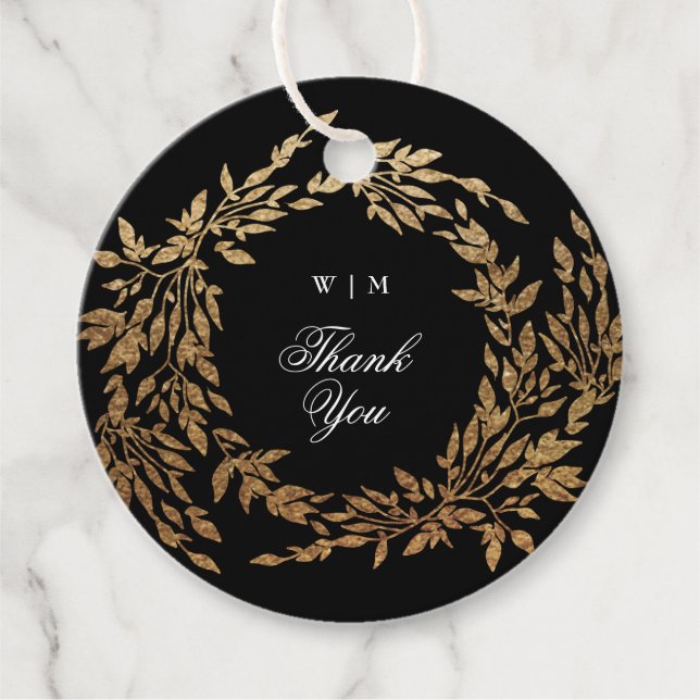 Klassische Mongram Black Wappen Hochzeit Geschenkanhänger (Vorderseite)