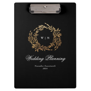 Klassische Mongram Black Wappen Hochzeit Klemmbrett