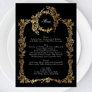Klassische Mongram Black Wappen Hochzeit Menükarte