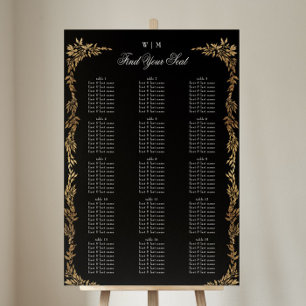 Klassische Mongram Black Wappen Hochzeit Poster