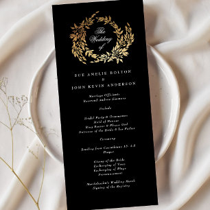 Klassische Mongram Black Wappen Hochzeit Programm