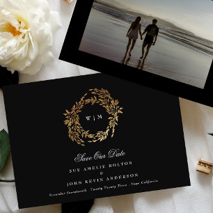 Klassische Mongram Black Wappen Hochzeit Save The Date