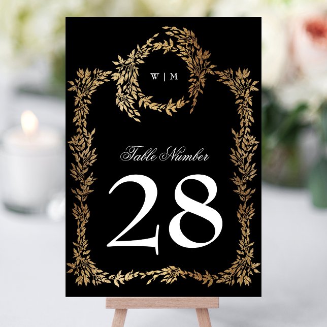Klassische Mongram Black Wappen Hochzeit Tischnummer (Von Creator hochgeladen)