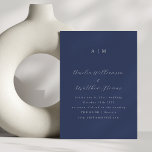 Klassische Mongram Navy Blue Script Hochzeit Einladung<br><div class="desc">Klassische Minimalistische Monogramm traditionelle Typografie Einladung zur Hochzeit in Navy Blue</div>