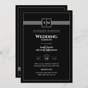 Klassische Mongramm-Feierliche Hochzeit in einem S Einladung