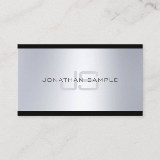 Klassische Monogram Artistic Silver Look Schlicht  Visitenkarte (Vorderseite)