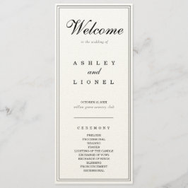 Klassische Monogram Black & White Simple Wedding Programm