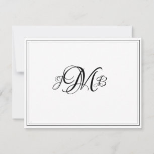 Klassische Monogram-Blüh-Script-Note-Karte Dankeskarte