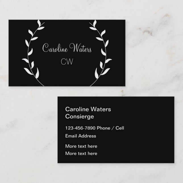 Klassische Monogram Concierge Business Card Visitenkarte (Vorne/Hinten)