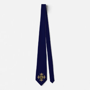 Klassische Monogram Gold Lilie blau Krawatte