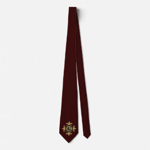 Klassische Monogram Gold Schwarz Dunkelrot Lilie Krawatte