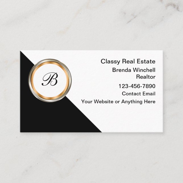 Klassische Monogram Real Anwesen Business Cards Visitenkarte (Vorderseite)