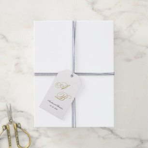 Klassische Monogram Script Black and Gold Wedding Geschenkanhänger