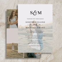Klassische Monogramm 5-Foto-Herz-Schrift Hochzeit