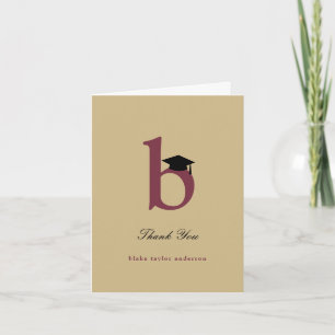 Klassische Monogramm-B-Abschlusskappe Foto Modern Dankeskarte