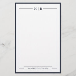 Klassische Monogramm- Briefpapier mit navyblauer U