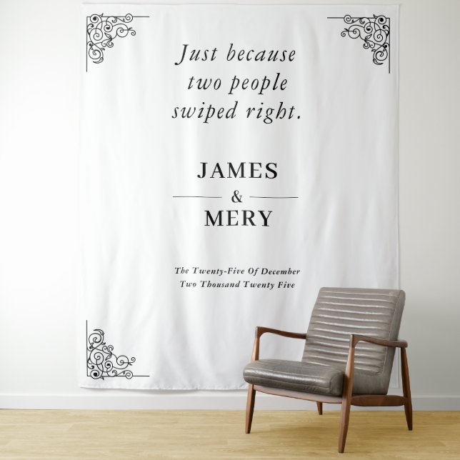 Klassische Monogramm-Elegant-Rand-Hochzeit Wandteppich (Beispiel)