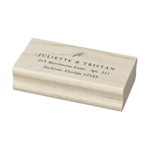 Klassische Monogramm-Elegante Hochzeitsrücksendead Gummistempel