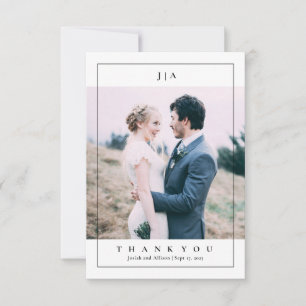 Klassische Monogramm-Foto-Hochzeit Dankeskarte