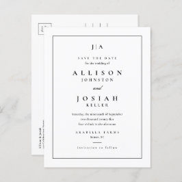 Klassische Monogramm-Hochzeit speichert das Datum Ankündigungspostkarte