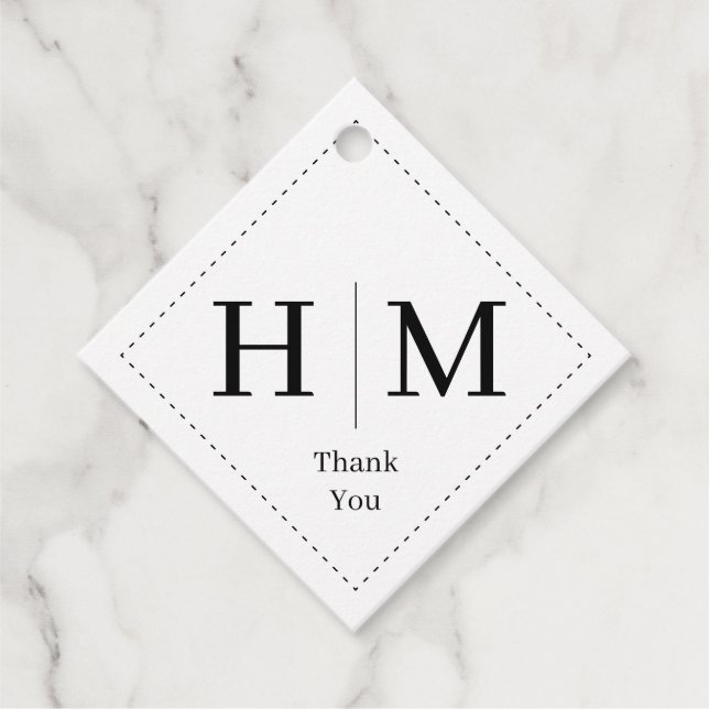 Klassische Monogramm-Hochzeitsrahmengrenze Geschenkanhänger (Vorderseite)