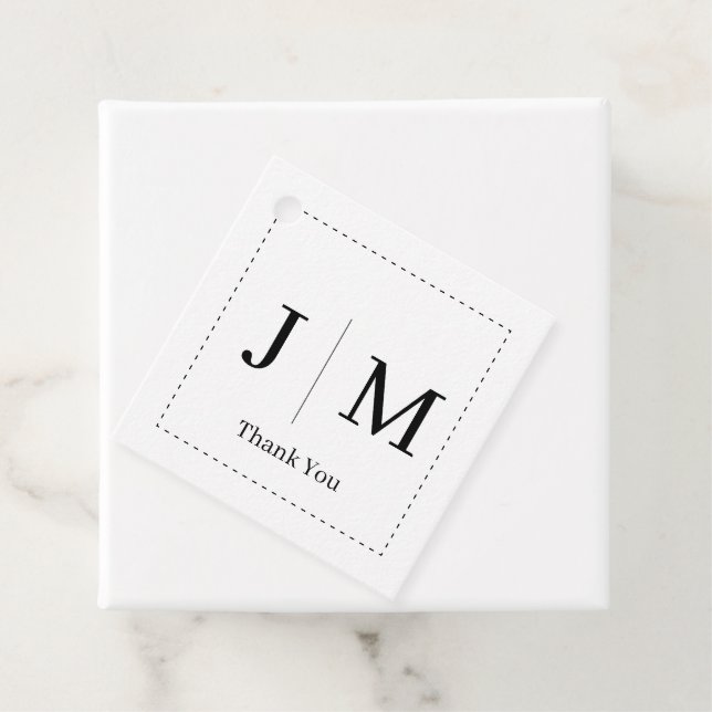 Klassische Monogramm-Hochzeitsrahmengrenze Geschenkanhänger (Beispiel)
