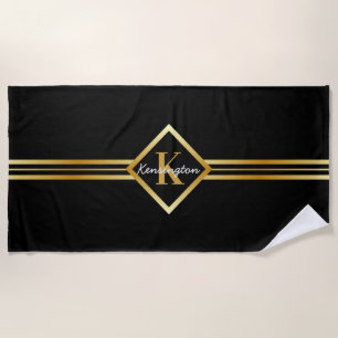 Klassische Monogramm-Imitate Gold mit weißem Text Strandtuch