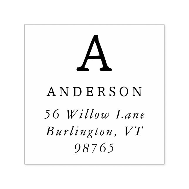 Klassische Monogramm-Initial-Rücksendeadresse Permastempel (Design)