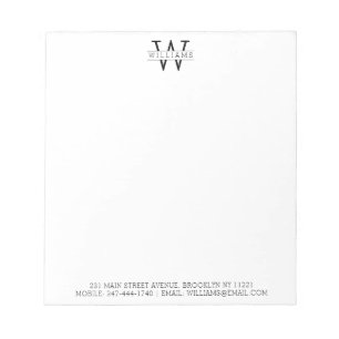 Klassische Monogramm-Name-Adresse Einfach Beruflic Notizblock